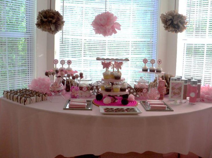 Cute butterfly themed decorations for girl baby shower
