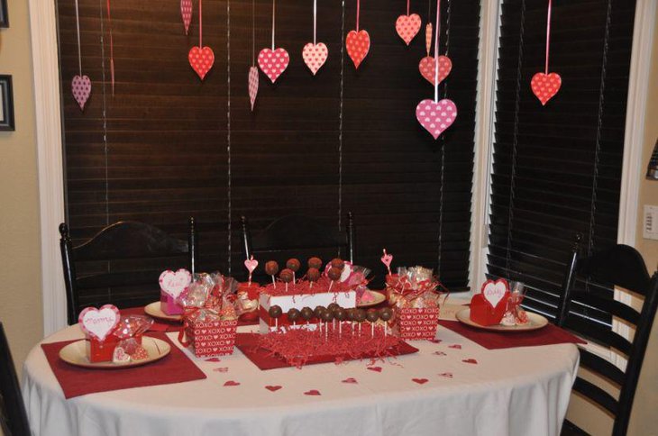Cute heart decorations on Valentines table