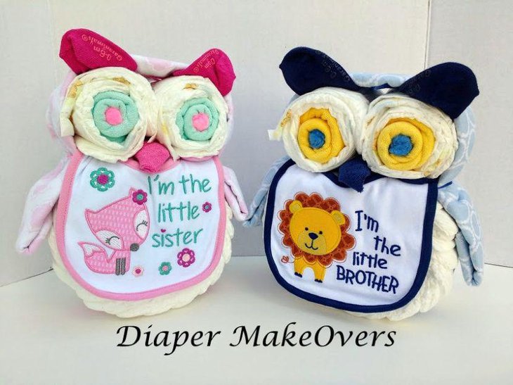 Cute owl diapers for twin babies