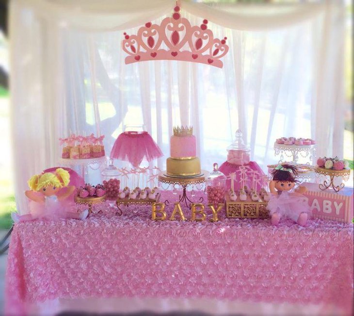 Cute Tutu and Tiara baby shower candy table decor