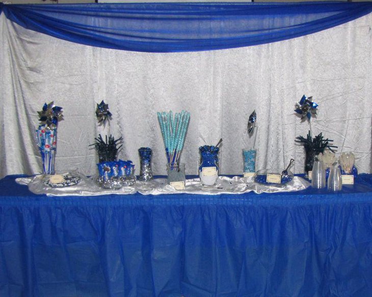 Dark blue candy table for office party