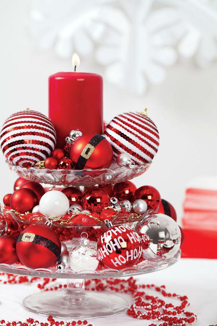 Decorative Red Candle Christmas Table Centerpiece