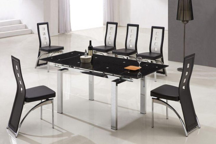 Delightful black metallic modern dining table idea