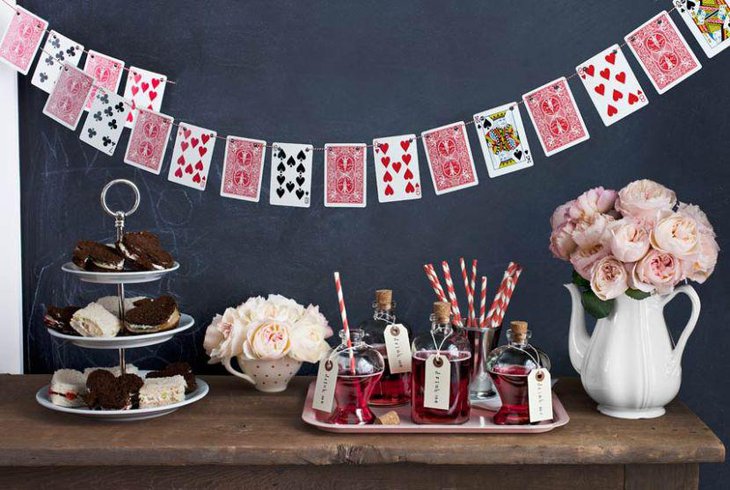 DIY Alice in Wonderland themed tea party table