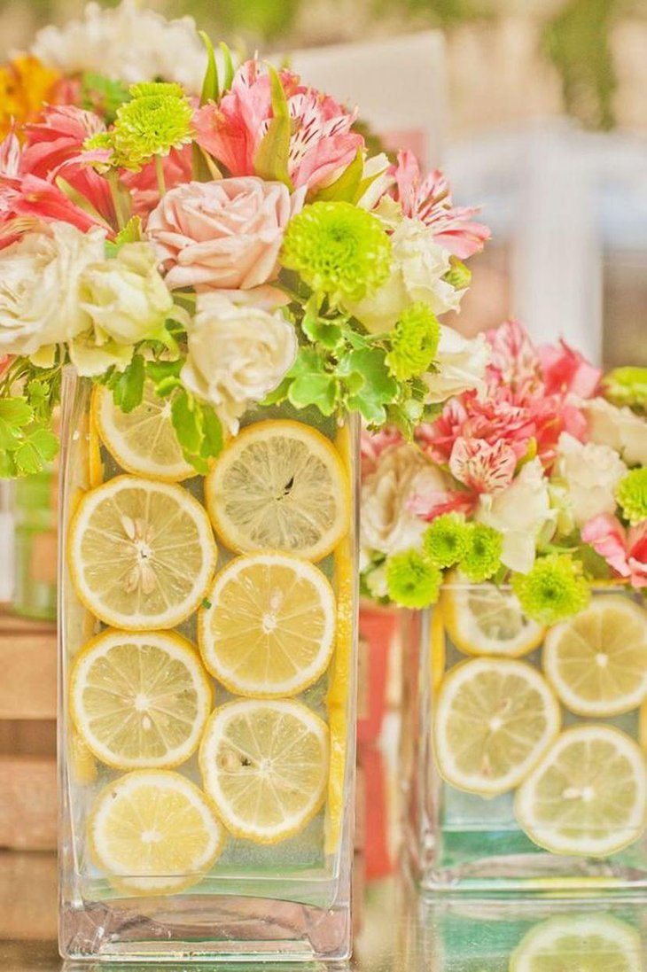 DIY Birthday Table Decor With Floral Centerpiece With Lemons
