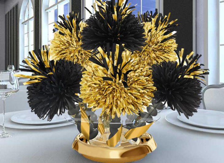 DIY black and gold wedding table centerpiece