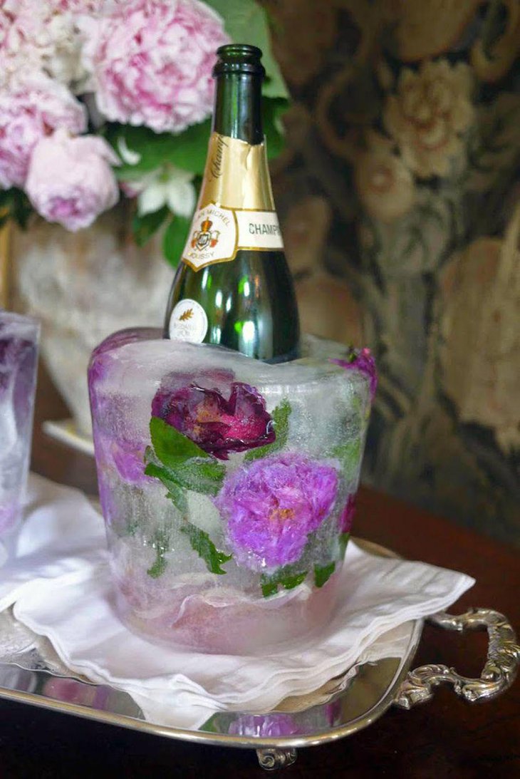DIY Cool Floral Ice Bucket As Wedding Table Centerpiece