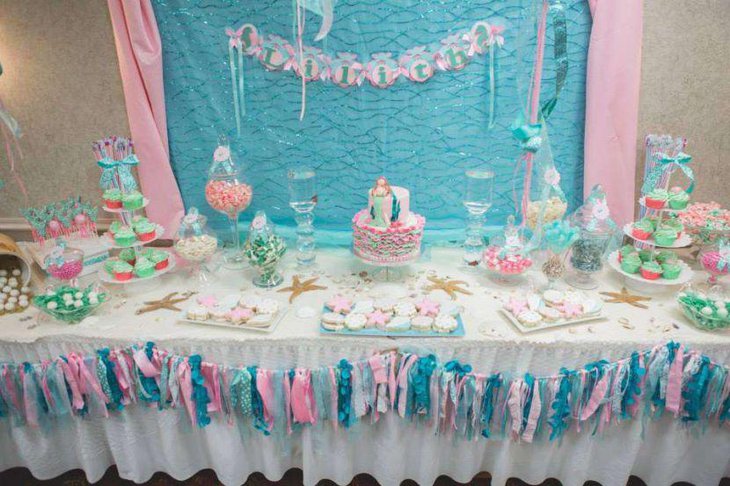 DIY mermaid baby shower table decorations