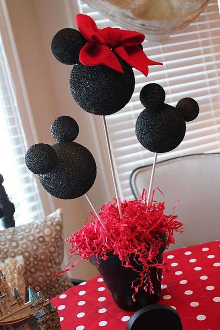 DIY Mickey Mouse Themed Bucket Centerpiece for Birthday Table