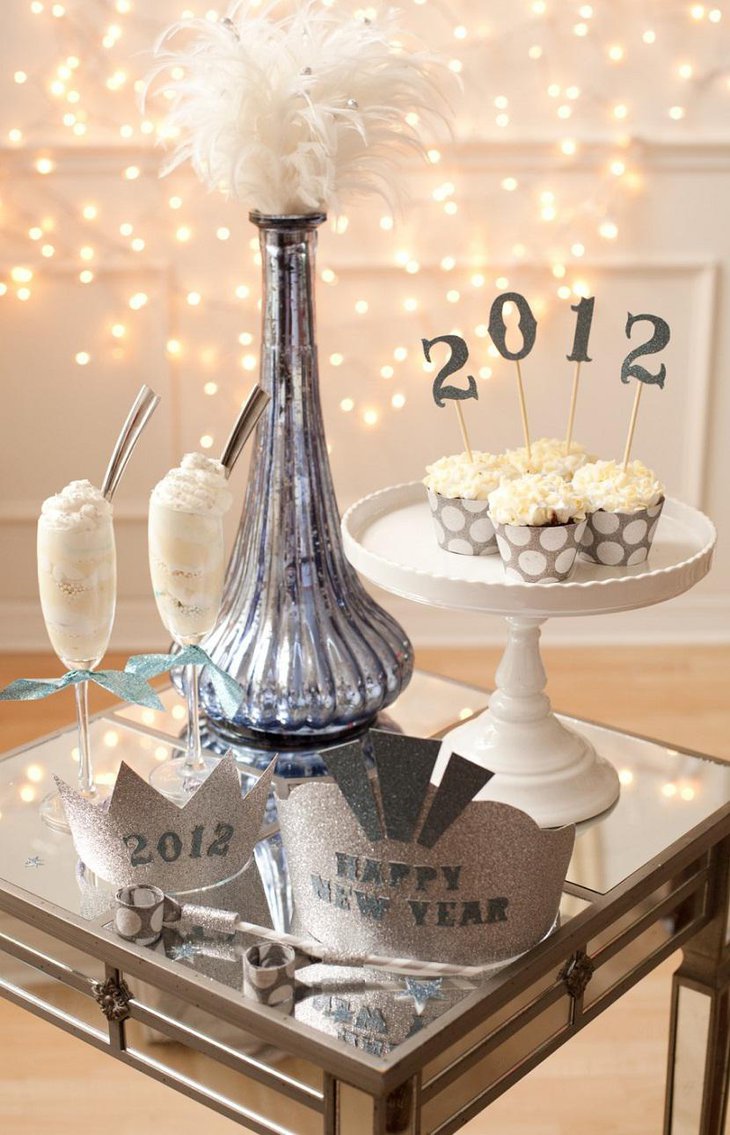 DIY New Year Table Decoration with Hats and Desert