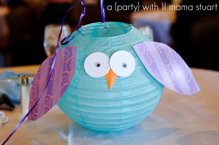 DIY Paper Owl Lantern on Birthday Table