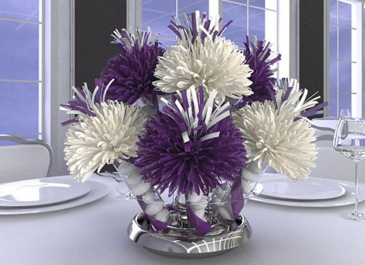 DIY Purple and white floral centerpiece