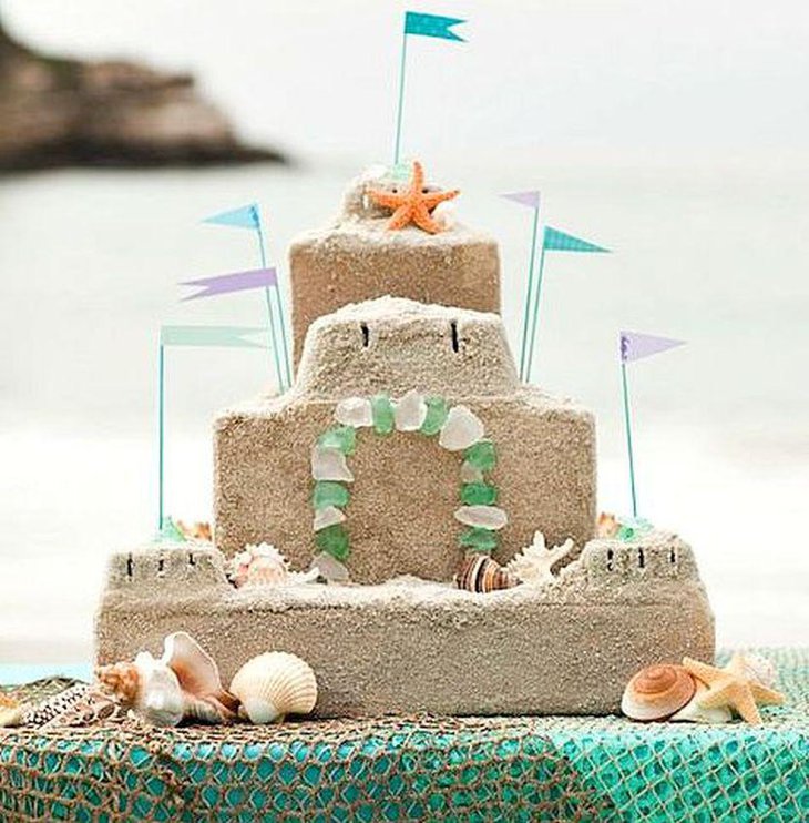 DIY Sand Castle Centerpiece on Birthday Table