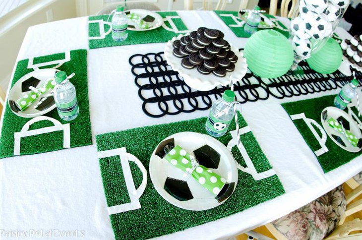 DIY Soccer Placemat Decorations On Birthday Table