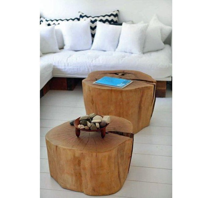 DIY Two Tree Trunk Coffee Tables