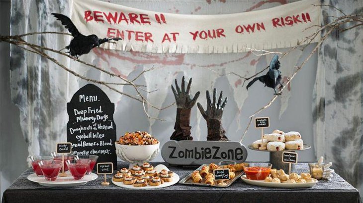 DIY zombie zone centerpiece for Halloween