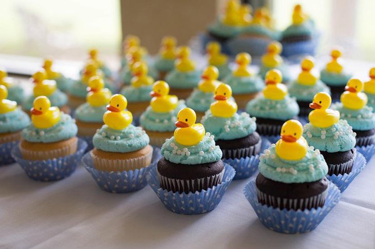 Ducky Cup Cakes Spring Baby Shower Idea for Boys