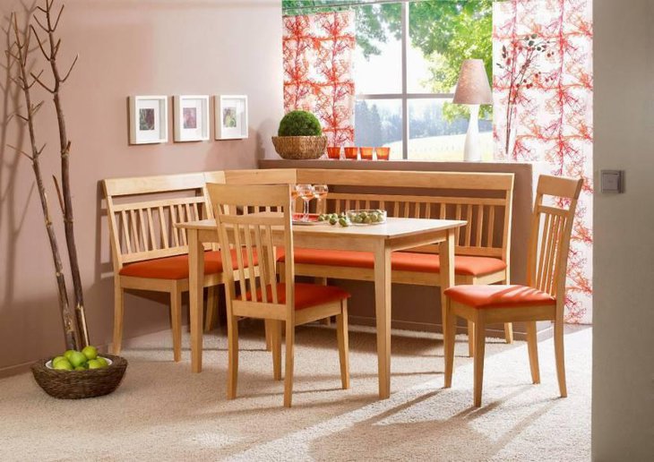 Eco Friendly Design Of Breakfast Nooks With Wooden Chairs And Wooden Table