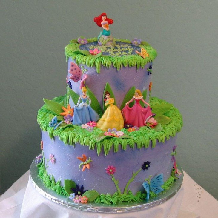 Elegant Disney Princess themed birthday cake for girls