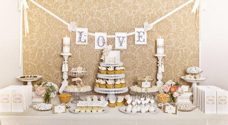 Elegant Love is Sweet White and Red Wedding Dessert Table