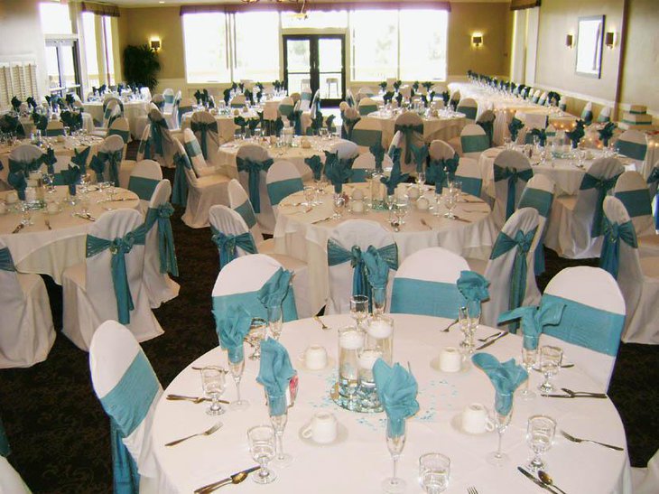 Elegant Turquoise Bridal Shower Table Setup