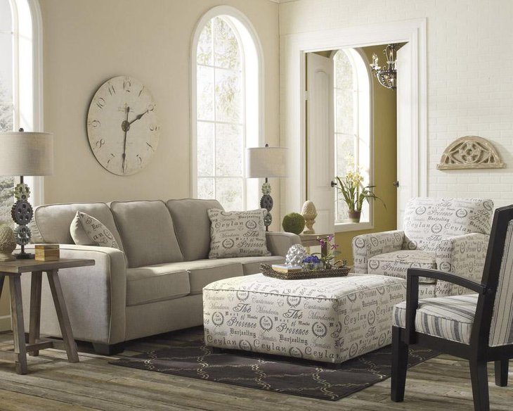 Elegant Upholstered Coffee Table and Ottoman