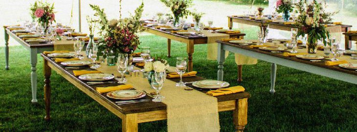 Exposed Table With Beautiful Runners for outdoor wedding venues
