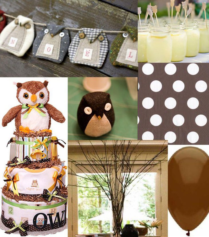 Fall boy baby shower decorations with owls