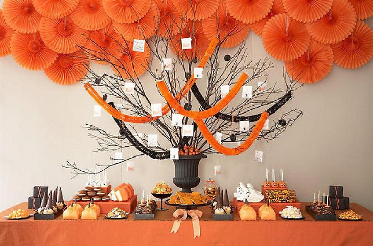 Fall Orange Tree Wedding Dessert Table