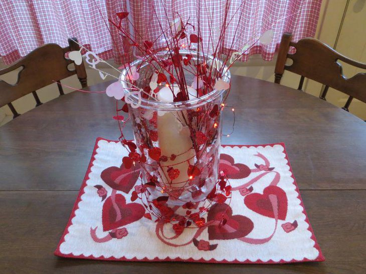 Fancy DIY vase decor on Valentines table