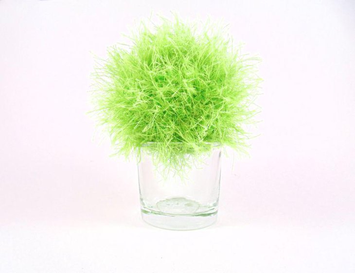 Faux grass ball crochet spring vase table centerpiece