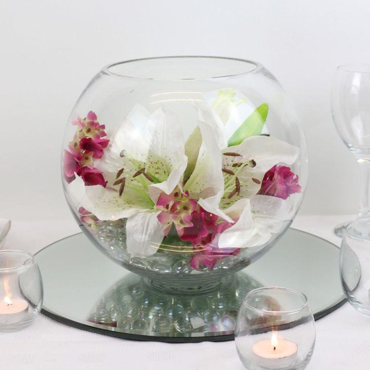 Fishbowl Lily Wedding Table Centerpiece