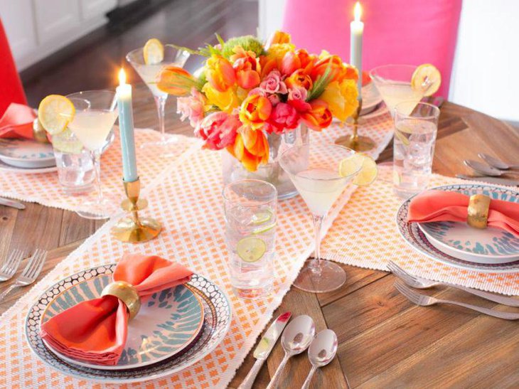Floral and lemony spring table setting