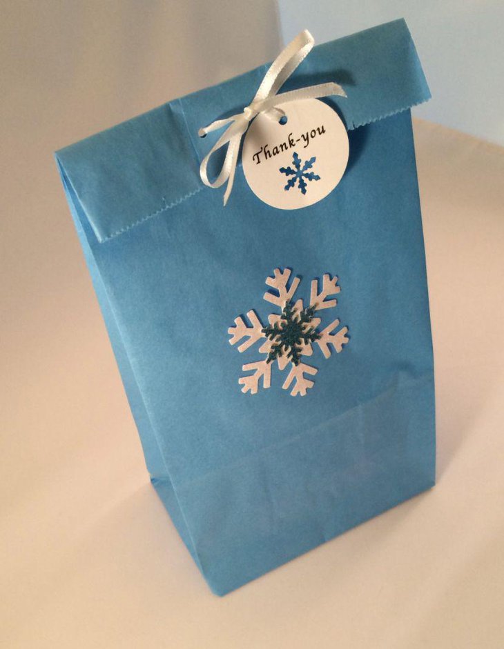 Frozen themed favor bag with snowflake design