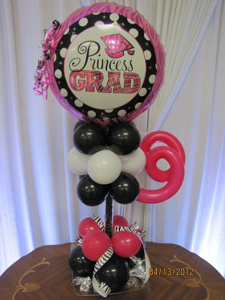 Girls balloon graduation centerpiece