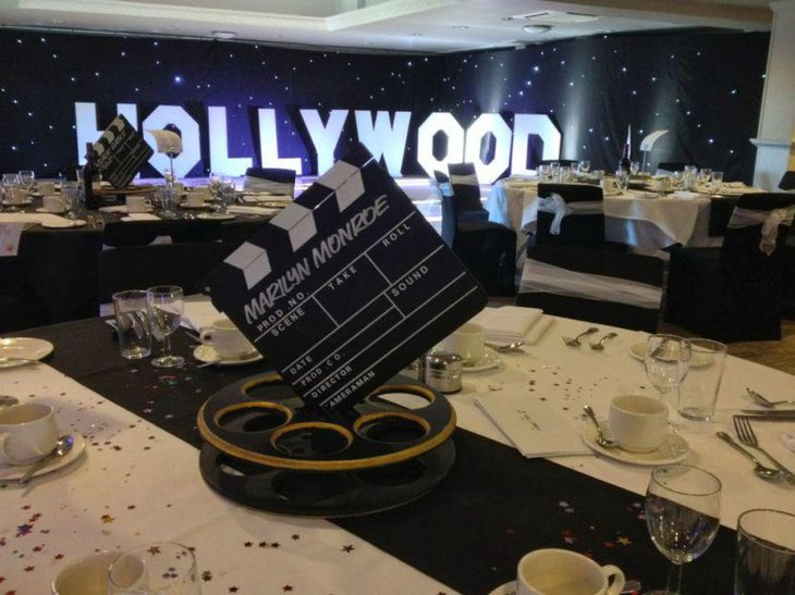 Glitzy Hollywood styled party table decor