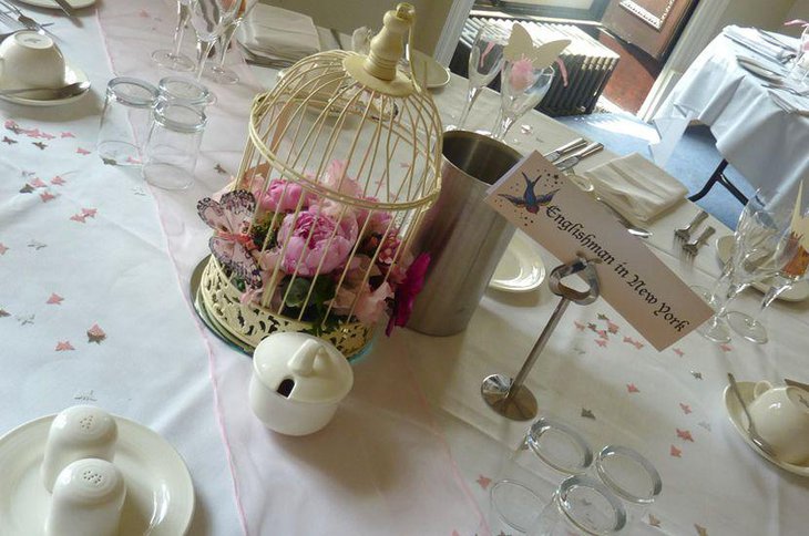 Golden wedding DIY birdcage centerpiece 1