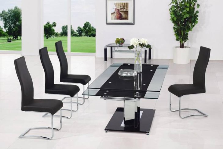 Good Extendable Frosted Glass Table