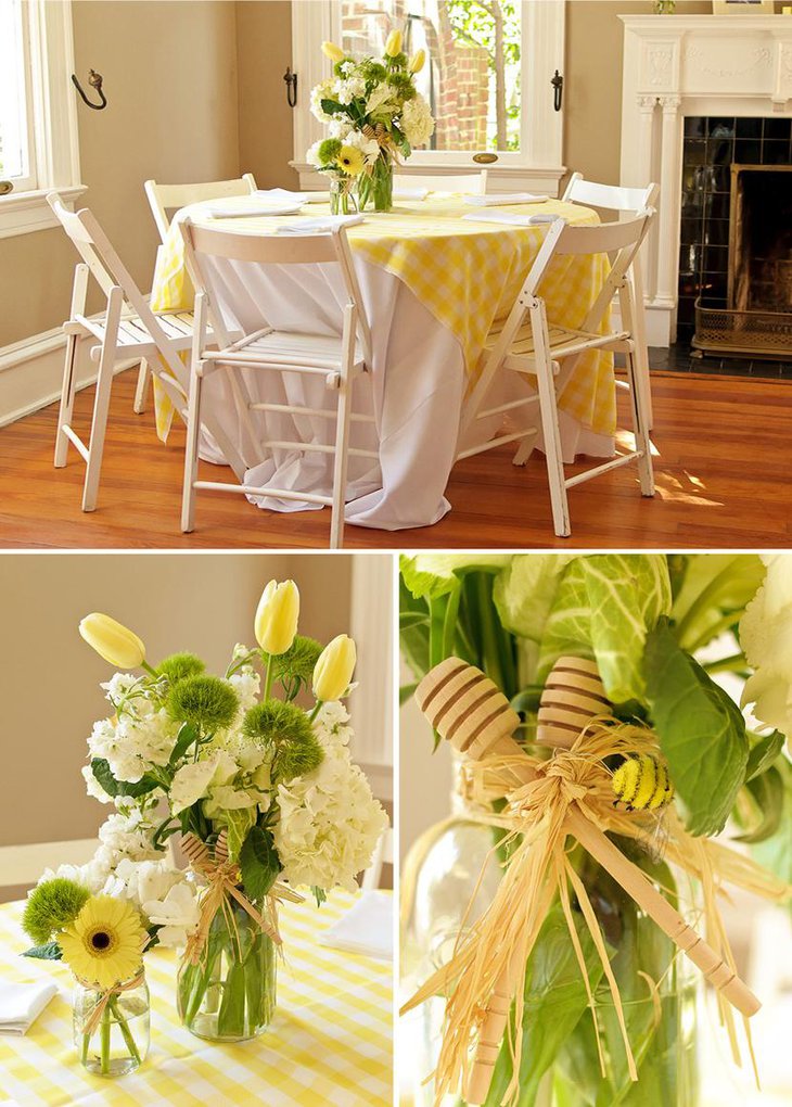 Gorgeous Bee Themed Baby Shower Table Centerpiece
