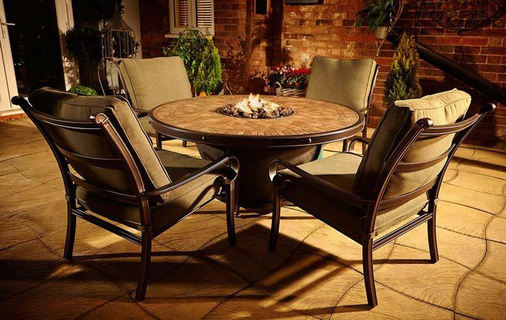 Gorgeous Patio Round Dining Table with Firepit