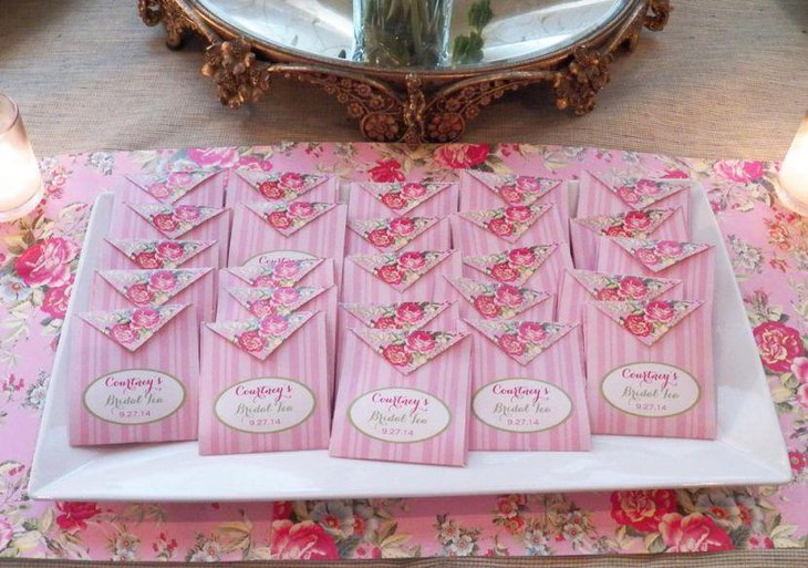 Gorgeous pink accented tea party favors