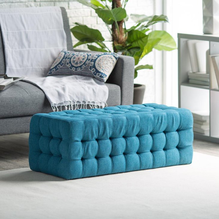 Gorgeous Poufed Style Ottoman in Blue