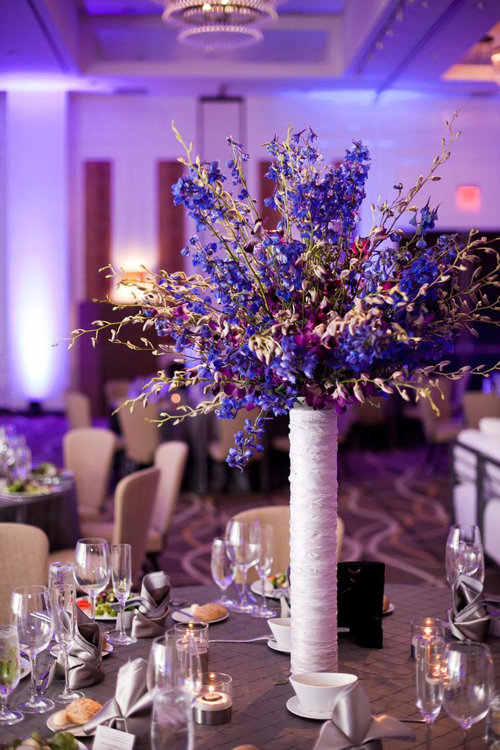 Gorgeous Purple and Blue Centerpeice for Weddings