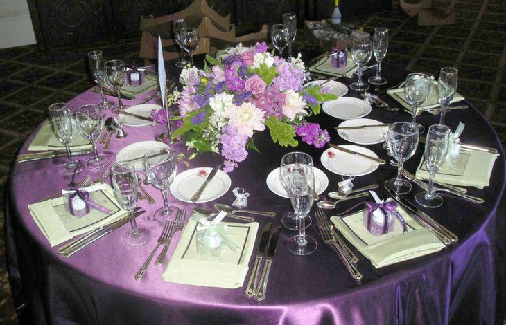 Gorgeous purple reception party tablescape