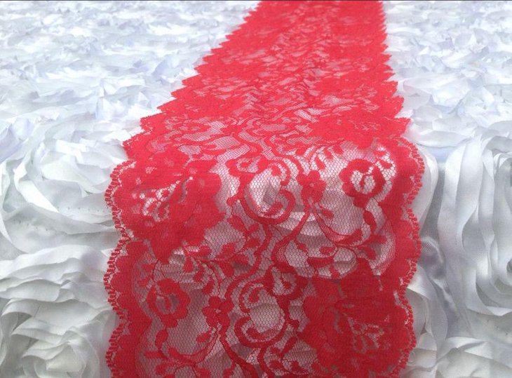 Gorgeous Red Lace Wedding Table Runner