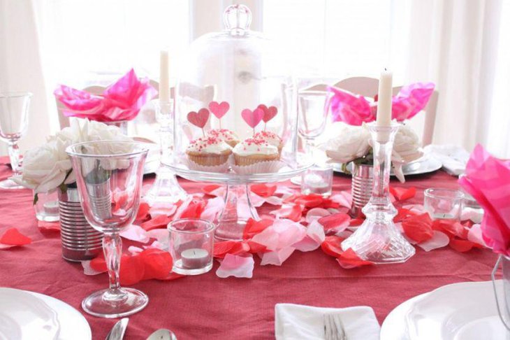 Gorgeous white candle decor on Valentine table