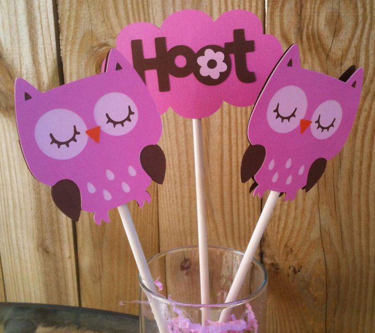 Hoot pink baby shower owl centerpiece