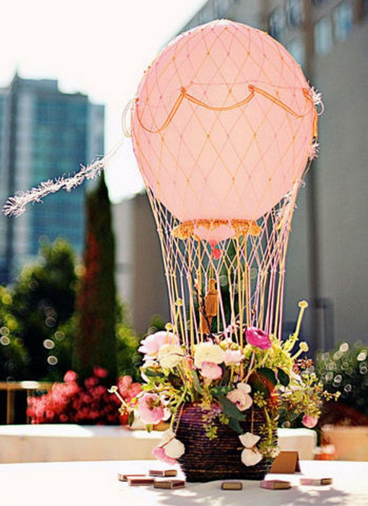 Hot Air Pink Wedding Balloon Centerpiece