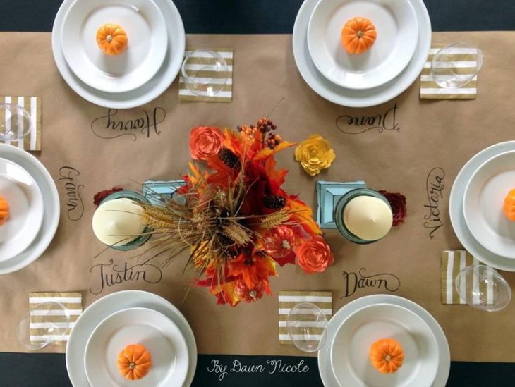 Kraft Paper Table Runner for Thanksgiving