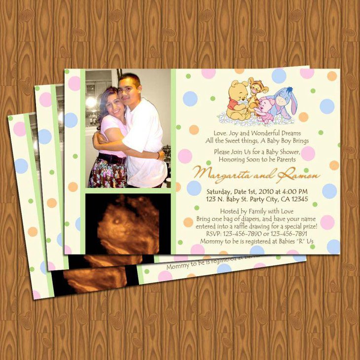Lovely DIY Winnie The Pooh baby shower invites
